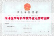 菏泽医学专科学校毕业证样本图片