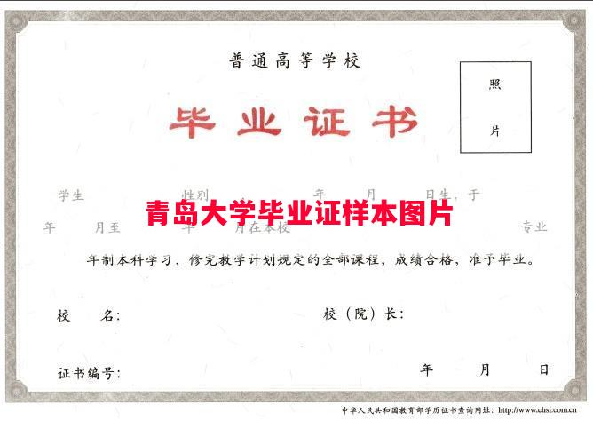 青岛大学毕业证样本图片