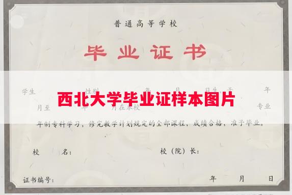 西北大学毕业证样本图片