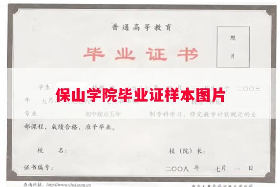 保山学院毕业证样本图片