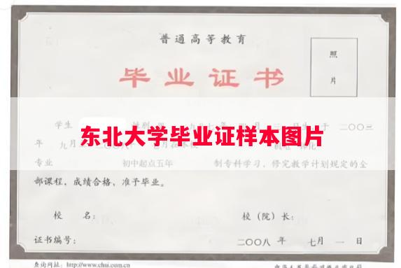 东北大学毕业证样本图片