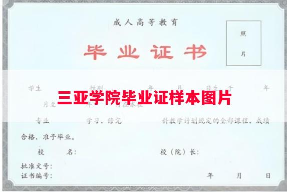 三亚学院毕业证样本图片
