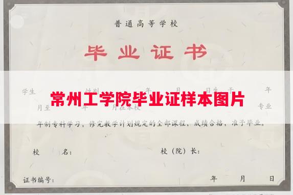 常州工学院毕业证样本图片