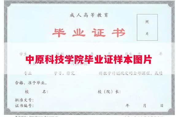 中原科技学院毕业证样本图片