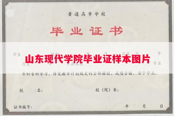 山东现代学院毕业证样本图片