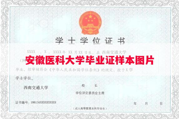 安徽医科大学毕业证样本图片