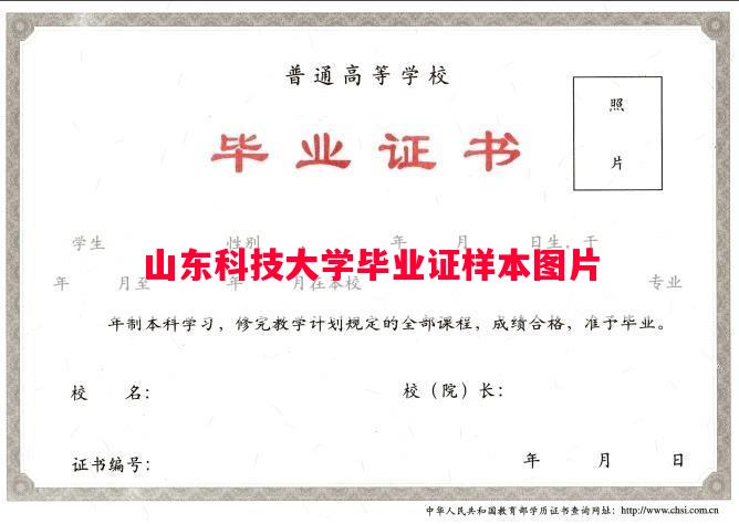山东科技大学毕业证样本图片