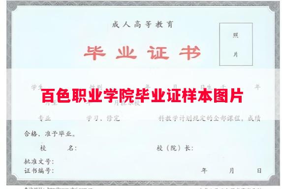 百色职业学院毕业证样本图片