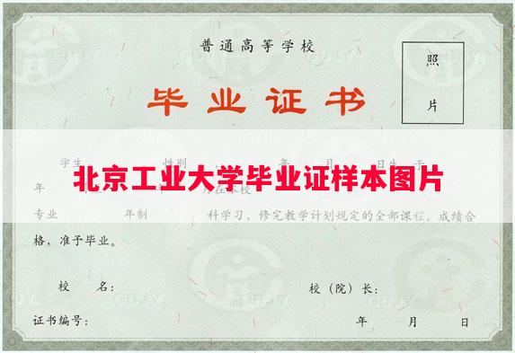 北京工业大学毕业证样本图片