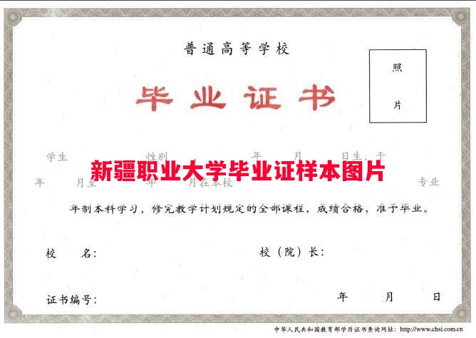 新疆职业大学毕业证样本图片