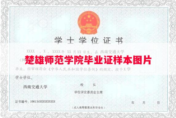 楚雄师范学院毕业证样本图片