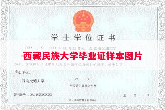 西藏民族大学毕业证样本图片