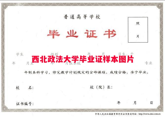 西北政法大学毕业证样本图片