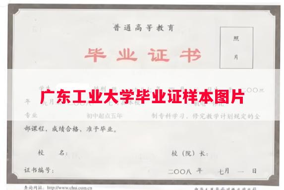 广东工业大学毕业证样本图片