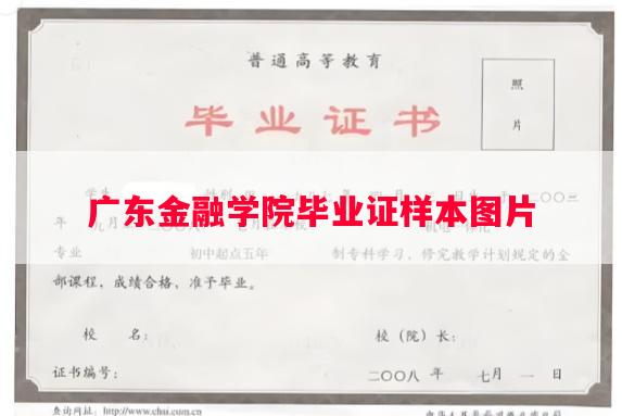 广东金融学院毕业证样本图片