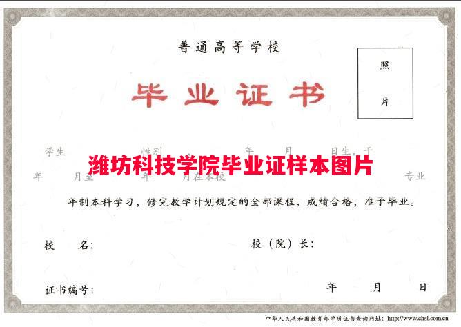 潍坊科技学院毕业证样本图片