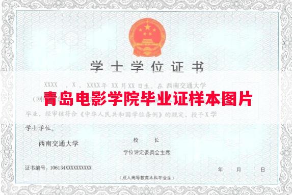 青岛电影学院毕业证样本图片