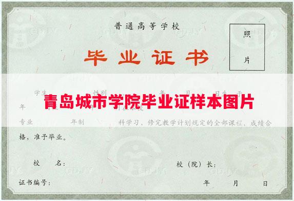青岛城市学院毕业证样本图片