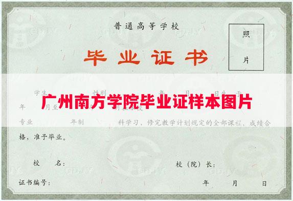 广州南方学院毕业证样本图片
