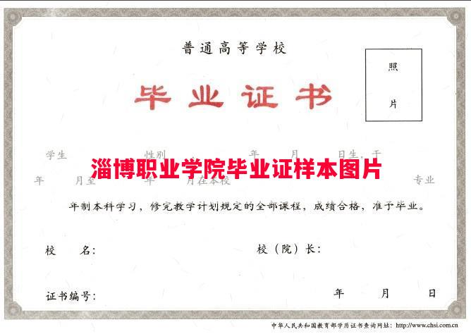 淄博职业学院毕业证样本图片