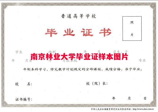 南京林业大学毕业证样本图片
