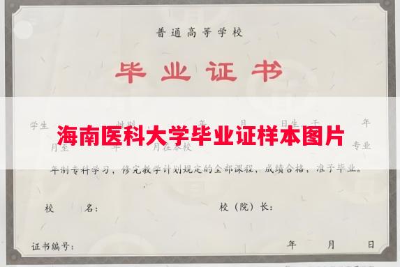 海南医科大学毕业证样本图片