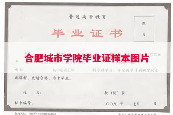 合肥城市学院毕业证样本图片