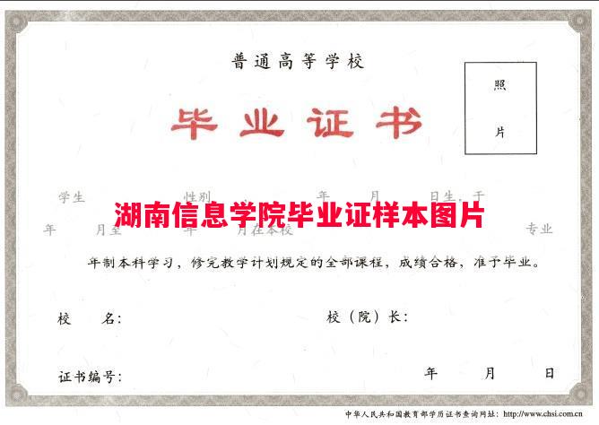 湖南信息学院毕业证样本图片