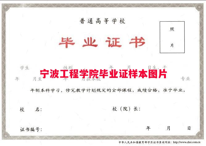 宁波工程学院毕业证样本图片