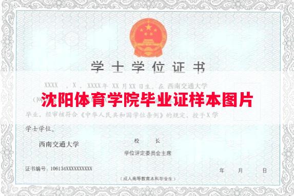 沈阳体育学院毕业证样本图片