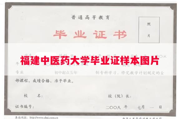 福建中医药大学毕业证样本图片