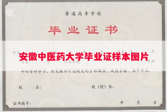 安徽中医药大学毕业证样本图片