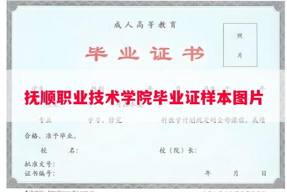 抚顺职业技术学院毕业证样本图片