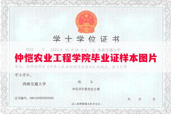 仲恺农业工程学院毕业证样本图片