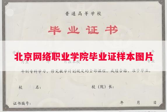 北京网络职业学院毕业证样本图片