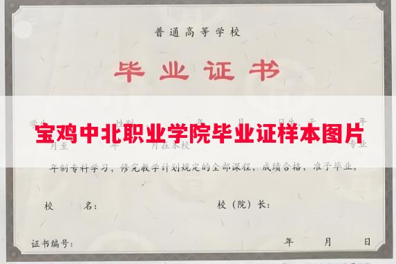 宝鸡中北职业学院毕业证样本图片