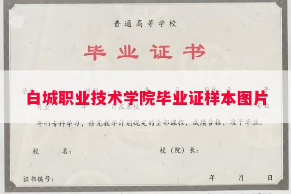 白城职业技术学院毕业证样本图片