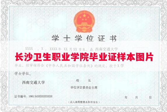 长沙卫生职业学院毕业证样本图片