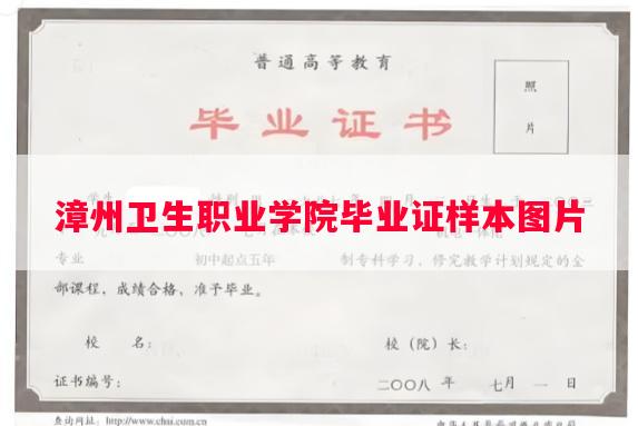 漳州卫生职业学院毕业证样本图片