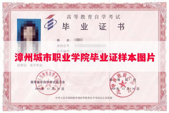 漳州城市职业学院毕业证样本图片