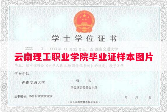 云南理工职业学院毕业证样本图片