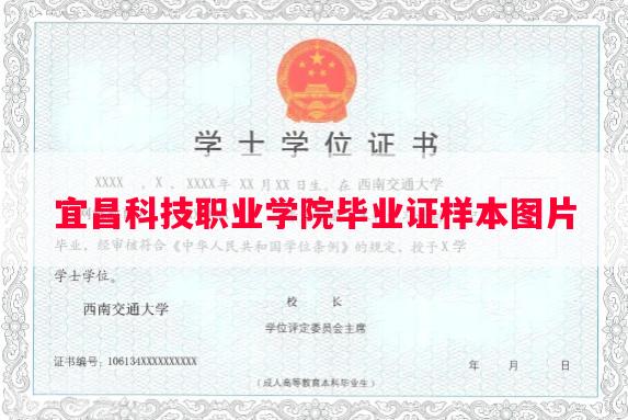 宜昌科技职业学院毕业证样本图片
