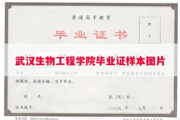 武汉生物工程学院毕业证样本图片