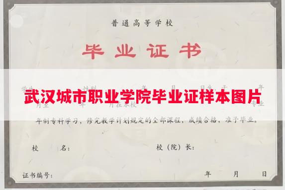 武汉城市职业学院毕业证样本图片