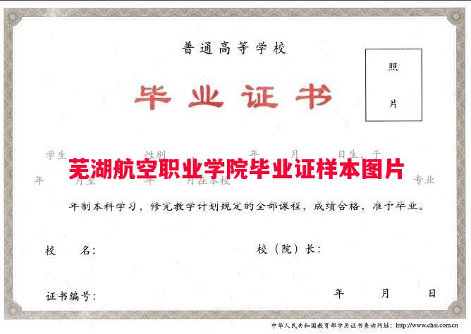 芜湖航空职业学院毕业证样本图片