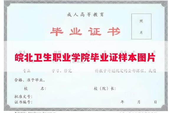 皖北卫生职业学院毕业证样本图片