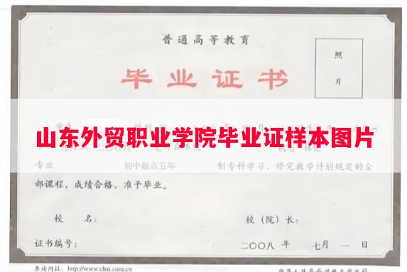 山东外贸职业学院毕业证样本图片