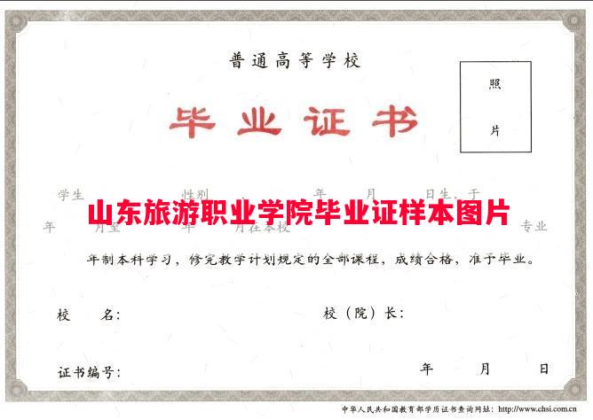 山东旅游职业学院毕业证样本图片
