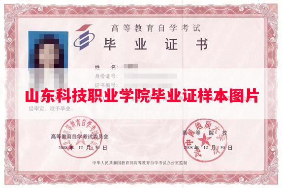 山东科技职业学院毕业证样本图片