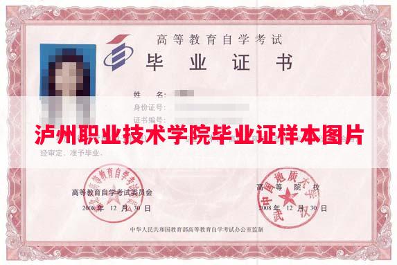 泸州职业技术学院毕业证样本图片